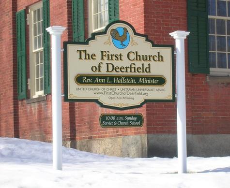 First Church of Deerfield — post and panel sign by Hale Custom Signs