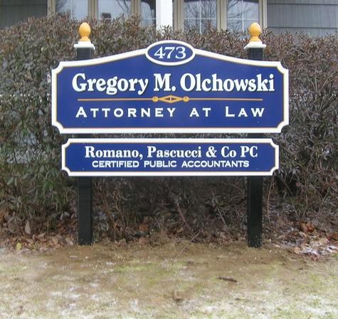 Olchowski — post and panel sign by Hale Custom Signs