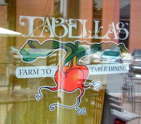 Tabella's Restaurant — window lettering graphic by Hale Custom Signs