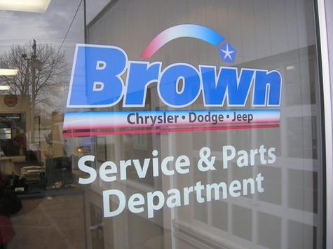 Brown Motors — window lettering graphic by Hale Custom Signs