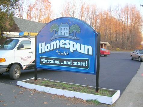 Homespun — post and panel sign by Hale Custom Signs