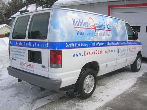 Kohler Quality Air — vehicle graphics installation by Hale Custom Signs