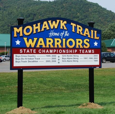 Mohawk Trail Warriors — post and panel sign by Hale Custom Signs