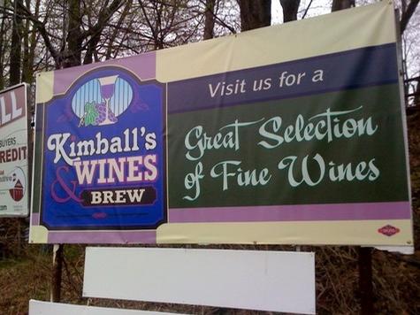 Kimball’s Wine & Brew — custom printed vinyl banner by Hale Custom Signs