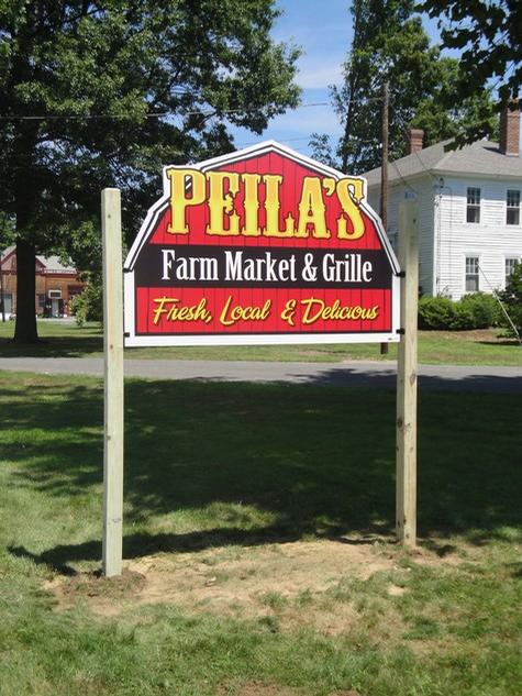 Peila’s Farm Market — post and panel sign by Hale Custom Signs