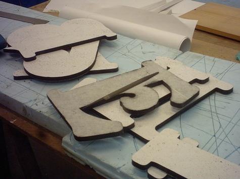 Dimensional Letters — sign being fabricated on the bench by Hale Custom Signs