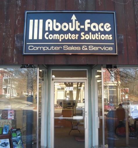About-Face Computer-all aluminum framed wall sign — wall-mounted building sign by Hale Custom Signs