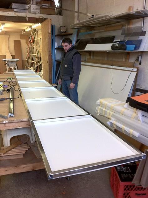 Aluminum Sign — sign being fabricated on the bench by Hale Custom Signs