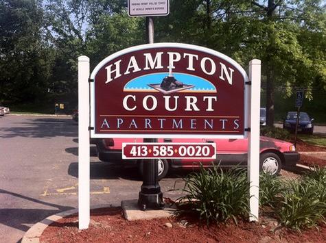 Hampton Court Apartments — post and panel sign by Hale Custom Signs