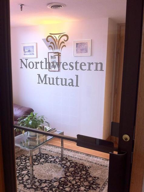 Northwestern Mutual — window lettering graphic by Hale Custom Signs
