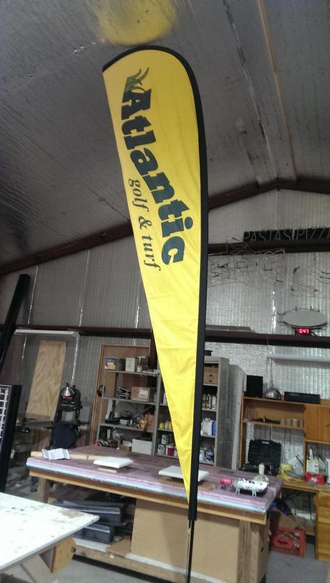 15ft. tall "Flutter Flag" interior or exterior display banner — trade show display by Hale Custom Signs