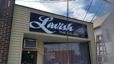 Lavish Salon - Aluminum belt sign — wall-mounted building sign by Hale Custom Signs