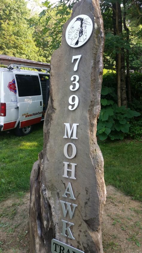 Brushed aluminum letters custom cut and mounted- Shelburne MA — dimensional letter sign by Hale Custom Signs