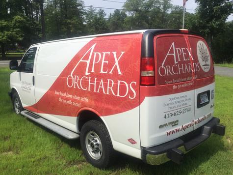 APEX Orchards Van partial wrap graphics — vehicle graphics installation by Hale Custom Signs