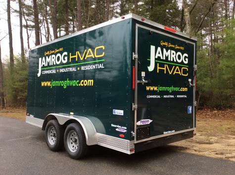 JAMROG HVAC Trailer — vehicle graphics installation by Hale Custom Signs