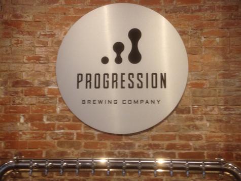 Progression Brewery-Brushed aluminum graphic — specialty custom sign by Hale Custom Signs