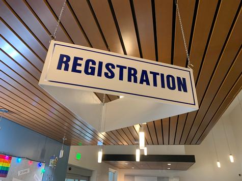 Registration three sided sign — trade show display by Hale Custom Signs