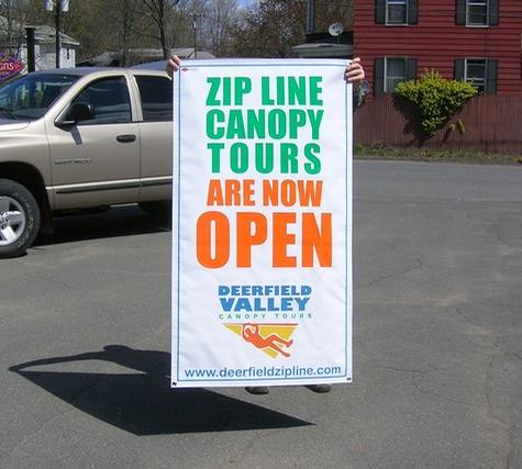 Deerfield Valley Zipline — custom printed vinyl banner by Hale Custom Signs