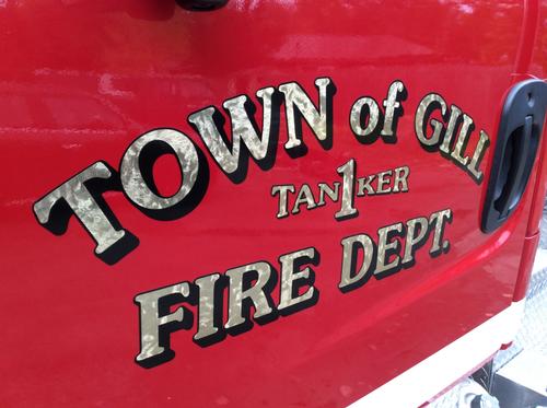 Town of Gill Fire Dept. Tanker 1 — vehicle graphics installation by Hale Custom Signs