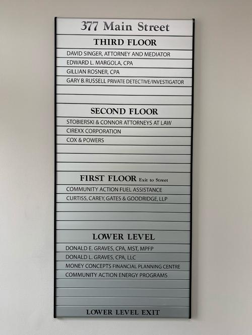 CCGG 377 Main St Complete (8) — tenant directory sign by Hale Custom Signs