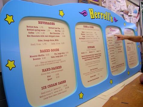 Herrells Ice Cream — custom menu board by Hale Custom Signs